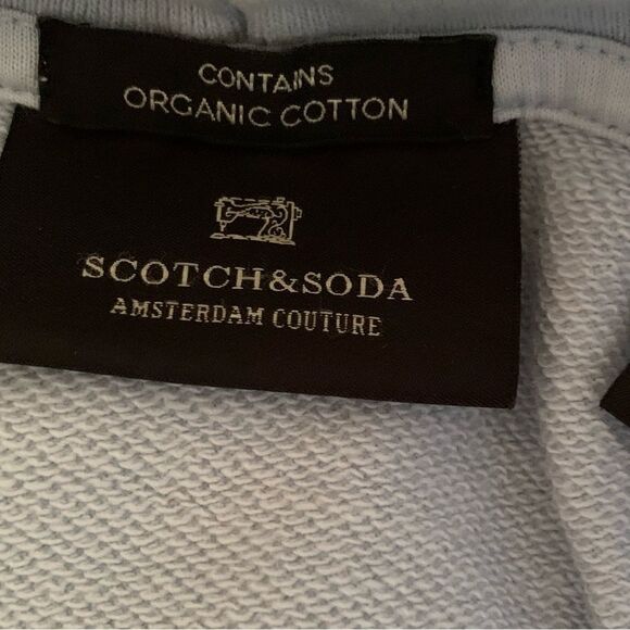 Scotch & Soda Born in Amsterdam Organic Cotton Hoodie Sweatshirt Baby Blue Sz L - Picture 4 of 12